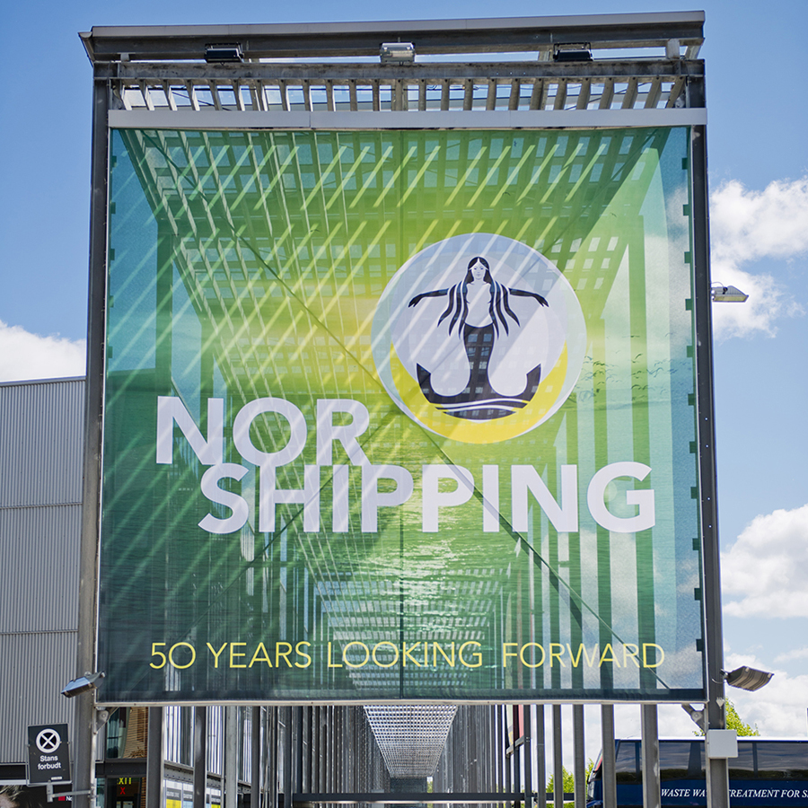 Grafikk ved inngangen til Nor-Shipping